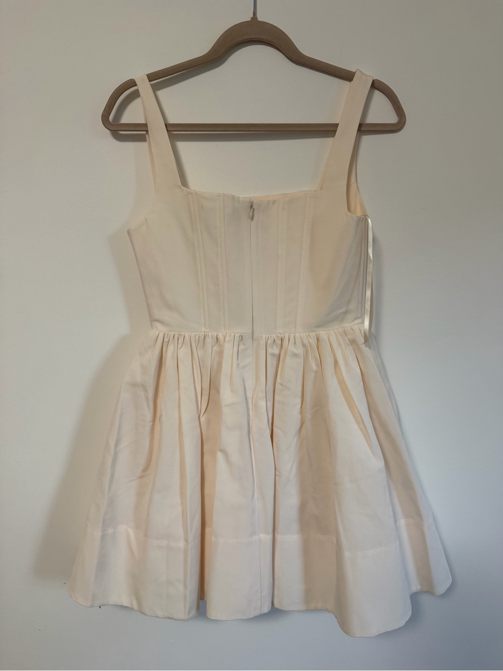Cream Fit-and-Flare Dress with Square Bodice - Picture 4 of 10